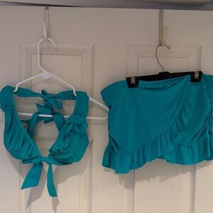 Kenneth Cole Reaction Turquoise Ruffle bikini